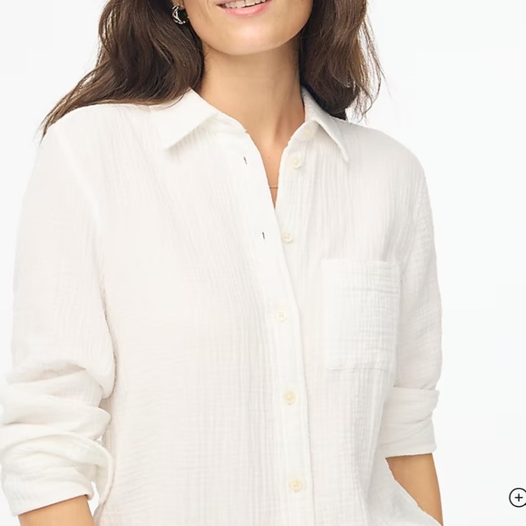 J. Crew Gauze White Button-Up Shirt Large Capsule Wardrobe Classic Minimalist - Picture 14 of 14